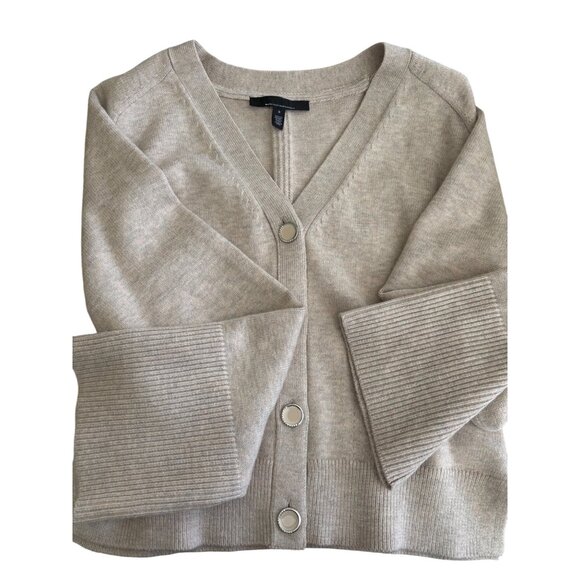 White House Black Market Womens Beige Knit Button Up Cardigan Sweater Size S - Picture 1 of 8